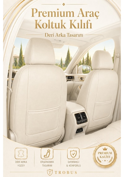 Fiat Doblo 2009-2021 Uyumlu Lion Serisi 2+1 Ticari Tay Tüyü Bej Koltuk Kılıfı