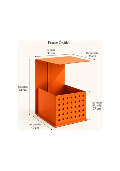 Frame Metal Yan Sehpa Modern Tasarım Depolama Hazneli Yan Sehpa Turuncu - 935176377 Turuncu
