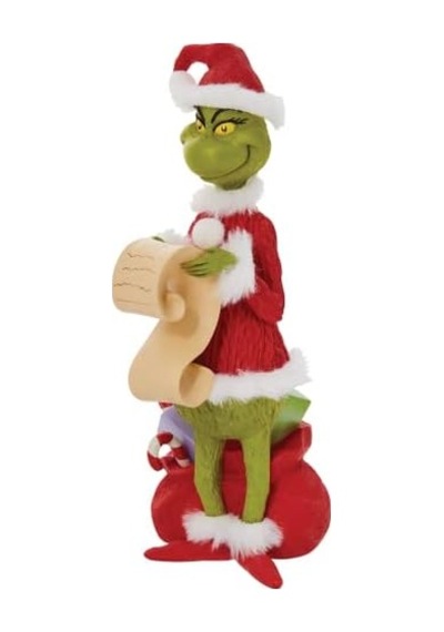 Department 56 Dr. Seuss The Grinch Checking His Heykelcik, 22 Cm, Çok Renkli