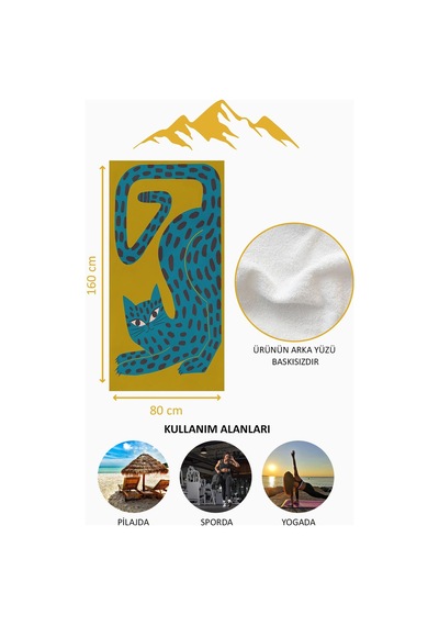 Dijital Baskı Plaj Deniz Havlusu Leopar Desenli Peştamal Hvl0136 Renkli