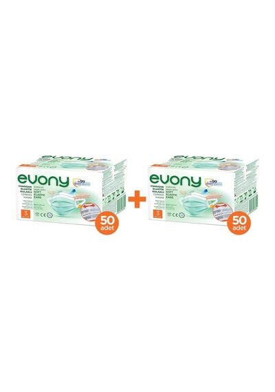 Evony Yumuşak Elastik Kulaklı Cerrahi Maske 50X2