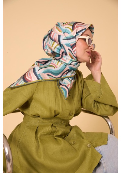 Silk Home Twill İpek Eşarp 11471-25 Su Yeşili, Pembe, Yeşil, Beyaz, Gri