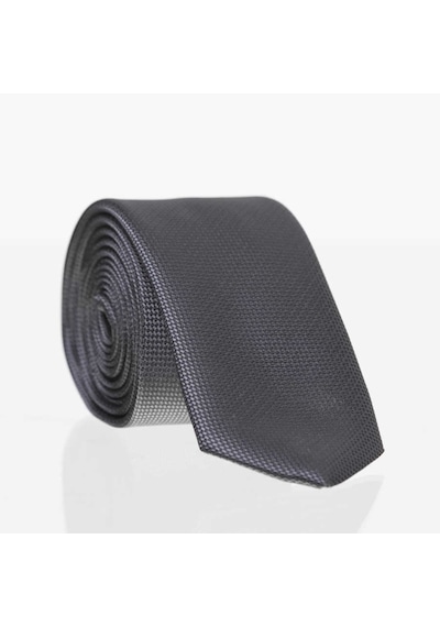 Gaffy Füme Slim Fit Düz Renk Dokuma Kravat / DDK-25 Füme