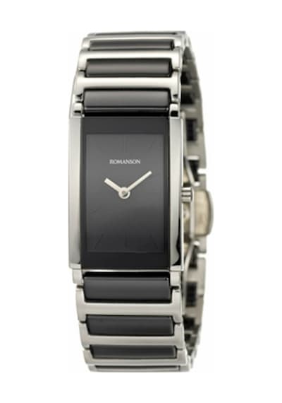 Romanson Tm8251ll1wa35w Safir Cam Swiss Quartz Dikdörtgen Çelik Kasa Seramik Kordon Kadın Kol Saati