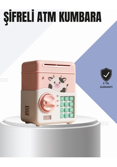 Pembe Elektronik Şifreli Otomatik Para Çeken Atm Kumbarası Diğer