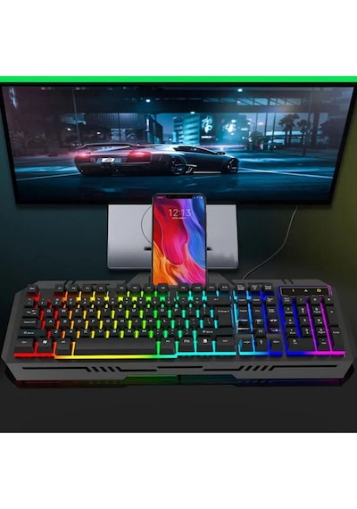 Togo Rainbow Oyuncu Klavye Mouse Seti Usb Girişli Kablolu 2in1 Gaming Set