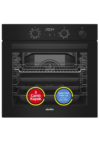 Simfer 0+10 Fonksiyon Steam Master Siyah 3'lü Ankastre Set 8244 Fırın + 3653 Ocak + 8678 Davlumbaz