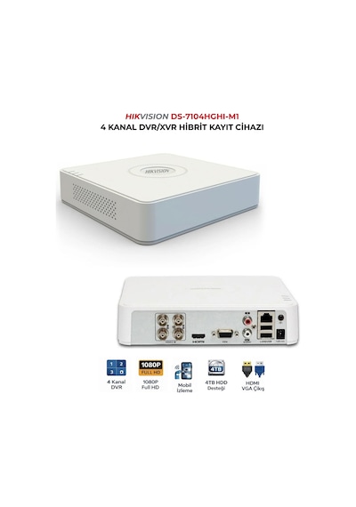 Ds-7104hghı-m1 Dvr 4 Kanal İnsan Araç Analizli Kayıt Cihazı