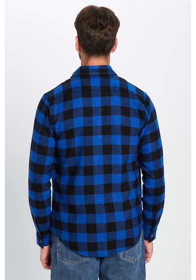 Tudors Erkek Slim Fit Dar Kesim Oduncu Düğmeli Yaka Kareli Kışlık Gömlek-32271 Çok Renkli