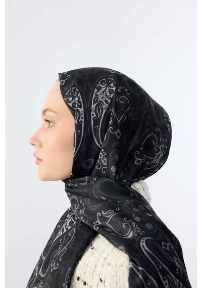 Mirsoy Scarf Asya Etnik Desen Şal Siyah