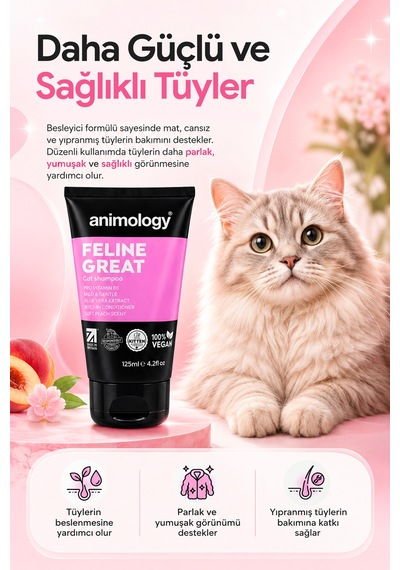 Animology Feline Great Cildi Ve Kürkü Besleyici Ve Tüy Yapısını Onarıcı Kedi Şampuanı 125 Ml