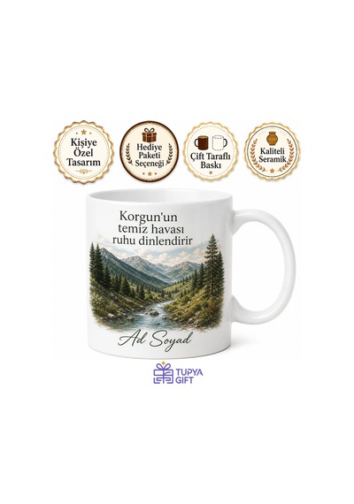 Çankırı Korgun Doğa Güzellikleri Temiz Dağ Havası Kupa Bardak Hediye Beyaz / Çok Renkli