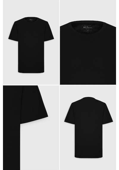 AC&Co / Altınyıldız Classics 4A4800000001SYHXS Slim Fit Bisiklet Yaka Kısa Kol Pamuklu Erkek Tişört Siyah