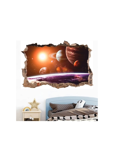 Solar Sistem Gezegenler Full Hd Baskı 3d Modern Duvar Sticker