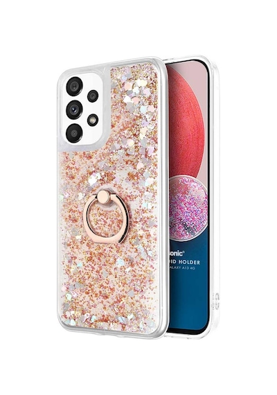 Microsonic Samsung Uyumlu Galaxy A13 4G Kilif Glitter Liquid Holder Gold 557085584