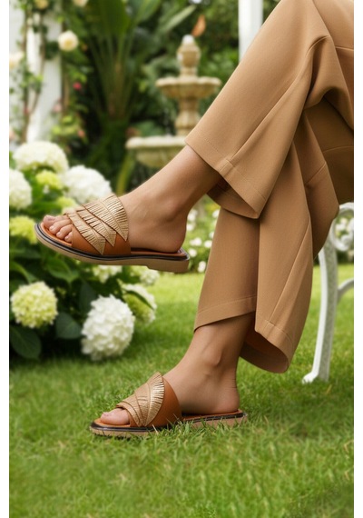 Pierre Cardin Taba Hafif İnce Taban Kadın Günlük Terlik Pc-54624 Z