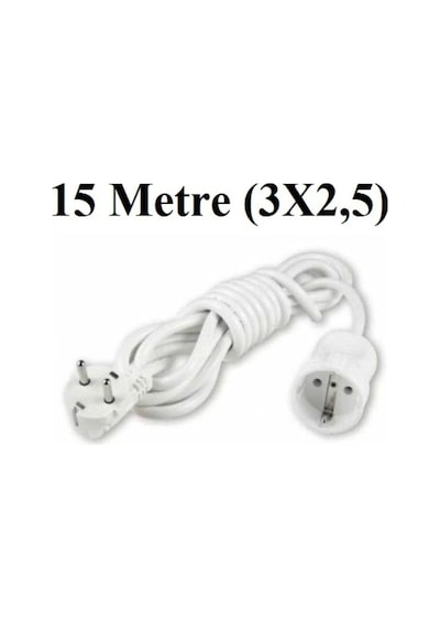 Topraklı Uzatma Seyyar Kablosu 15 Metre Tekli Priz 3x2,5 Mm Seyyar Uzatma Kablosu