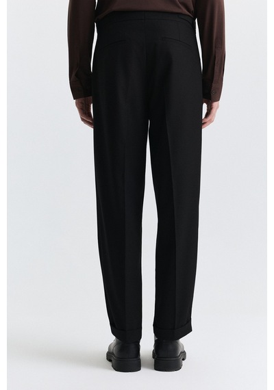 Antioch Tapered Fit Çift Pileli Pantolon Siyah
