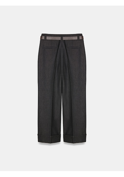 Dilvin 72816 Kemerli Kıvrık Paça Pantolon-siyah