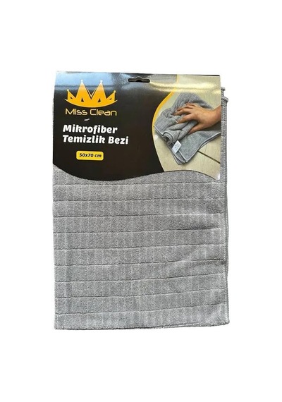 Miss Clean Mikrofiber Kareli Yüzey Cam Temizlik Bezi 50x70 Cm Süper Emici - 320 Gr. - Gri - 1 Adet Gri Mavi,gri,füme