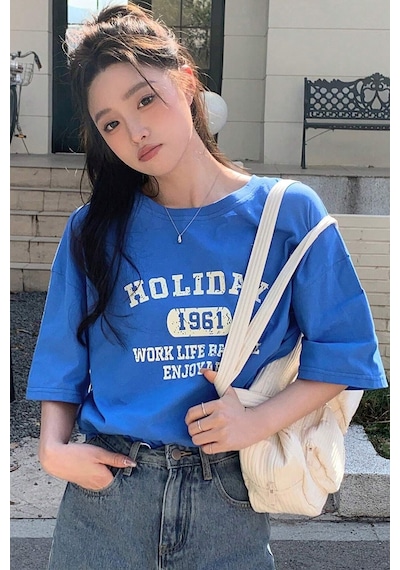 Sırt Baskılı Tasarım Tshirt Mavi