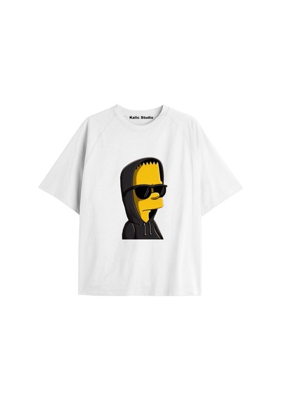 Kalic Studio Y2k Vintage Simpson Baskılı Beyaz T-shirt Kod 262 Beyaz-262