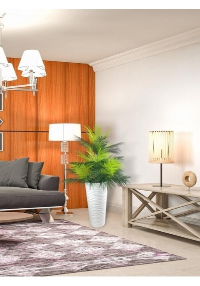Yapay Çiçek Areka Salon Bitkisi Beyaz Uzun Kumsal Vazoda 130cm 45yaprak