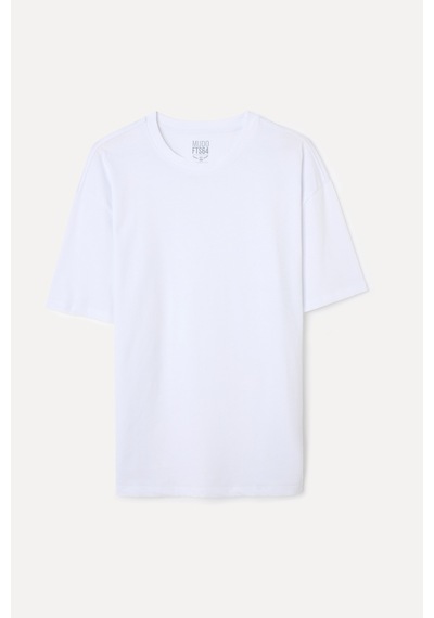 Mudo Erkek Erkek Beyaz Loose Fit Bisiklet Yaka T-shirt 1263446