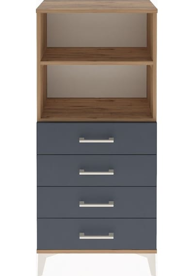 Arges Dolap 2 Raflı 4 Çekmeceli 60x30x134 Çam-antrasit Atlas Çam