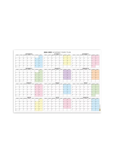 2026 -2027 Akademik Duvar Takvimi, Eylül Başlangıçlı, Academic Wall Calendar, Pastel Gökkuşağı Renkl