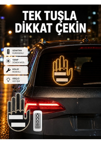 Suya Dayanıklı Led El Park Uyarı Cihazı Uzaktan Kumandalı 2025 - Lisinya Sarı