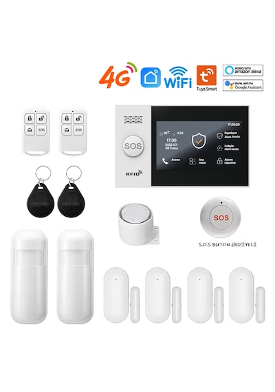 Obiem Tuya Akıllı Ev Güvenlik Alarm Sistemleri Kolay Kurulum Sim Kart/google Asistan/amazon Alexa/uzaktan Bağlantı