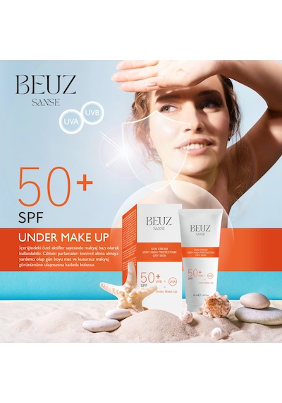 Beuz Sanse Kuru Ciltler için Çok Yüksek Korumalı Güneş Kremi & Makyaj Bazı SPF50+ 50 ML