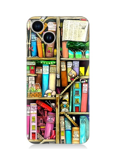 Apple Uyumlu  iPhone 13 Mini Silikon Kılıf Kitaplık Ve Raflar Books Shelf