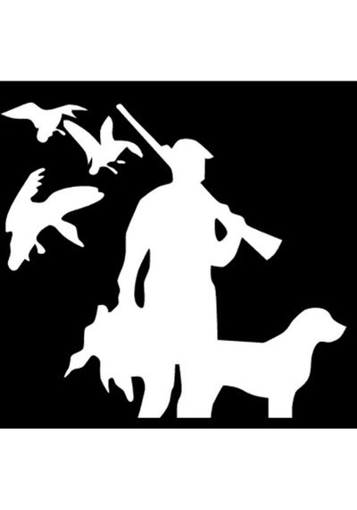 12.8 Cm Ördek Avcılık Köpek Araba Çıkartma Sticker