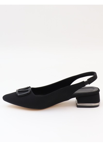 Nesilshoes Nesil Shoes Ceylan 801 Siyah Saten Tokalı Kadın Sandalet