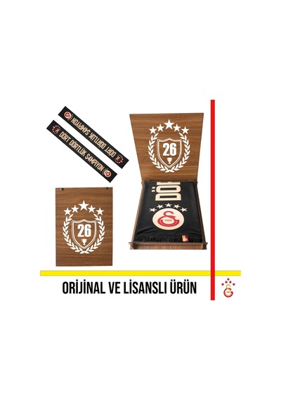 Galatasaray Lisanslı 26 Şampiyonluk Siyah Atkı Ve 26 Şampiyonluk Kutu