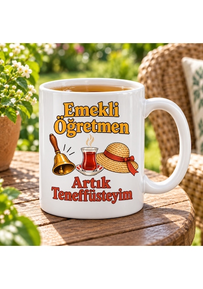 Storeşahin Emekli Öğretmen Artık Teneffüsteyim Tasarımlı Porselen Kupa - Model 393 Shn0720 Çok Renkli