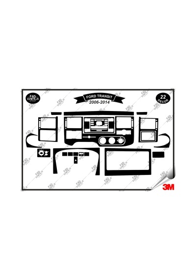 Ford Transit 2006-2014 Torpido Konsol Trim Göğüs Maun Kaplama Set 22 Parça Siyah