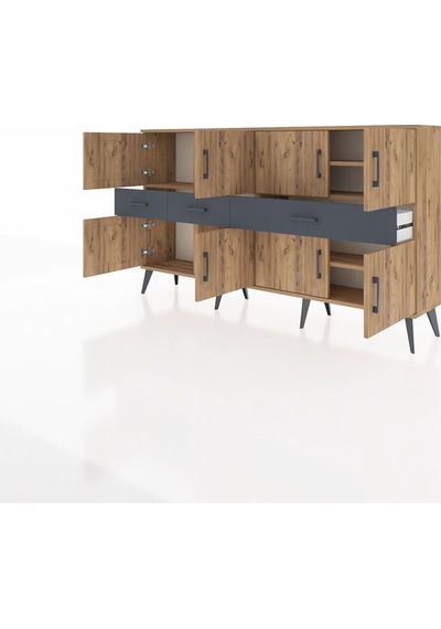 Arges Konsol 5 Raflı 3 Çekmeceli 8 Kapaklı 176x30x99 Çam-çam/antrasit Atlas Çam/antrasıt - Atlas Çam Arges Konsol 5 Raflı 3 Çekmeceli 8 Kapaklı 176x30x99 Çam-çam/antrasit Atlas Çam/antrasıt - Atlas Çam