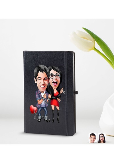 Bk Gift Kişiye Özel Sevgililer Karikatürlü 2 Li Defter Seti, Sevgiliye Hediye, Sevgililer Günü Hediyesi, Doğum Günü Hediyesi-4 Çok Renkli