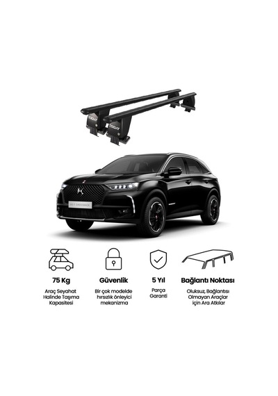 Royal Ds 7 Crossback 2017 Ve Sonrası Uyumlu Siyah Kilitli Ara Atkı Port Bagaj Tavan Barı