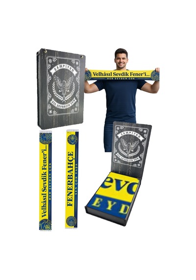 Fenerium Unısex Velhasıl Sevdik Feneri Şal Lazer Kutu Sarı - Lacivert