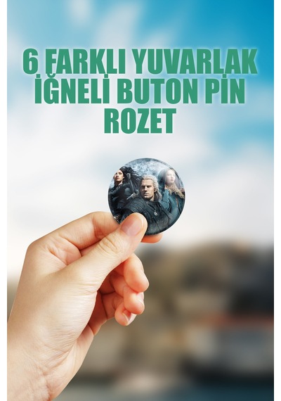 The Witcher Geralt Yennefer Dizi Çanta Süsü İğneli Buton Rozet Seti 6 Adet Altılı