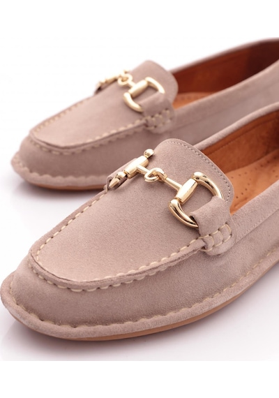 Dgn E224 Kadin Loafer Ayakkabi Bej Süet
