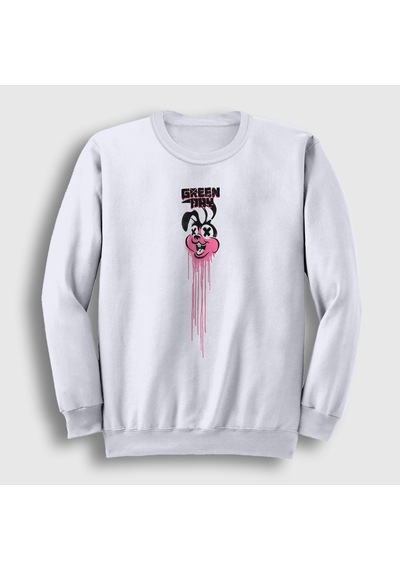 Presmono Unisex Bunny Green Day Sweatshirt Beyaz