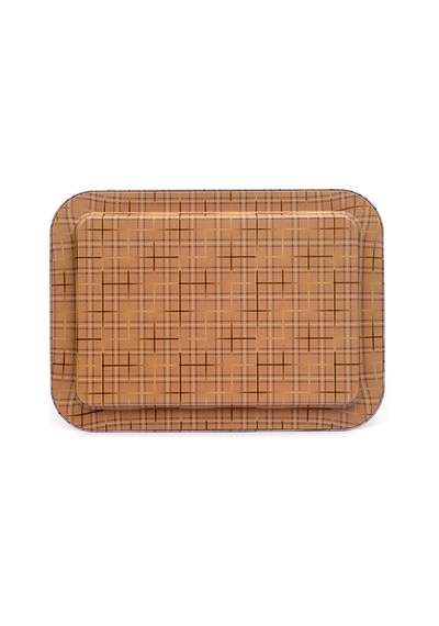 Rosy Desenli Grande Metal Tepsi, 31 X 43 Cm