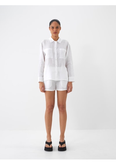 Xint Beyaz %100 Keten Regular Fit Şort 275427