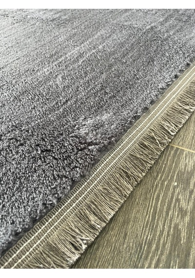 Melena Carpet Premium Peluş Yolluk Kaymaz Taban Yumuşak Dokulu Oval Modern Halı Antrasit