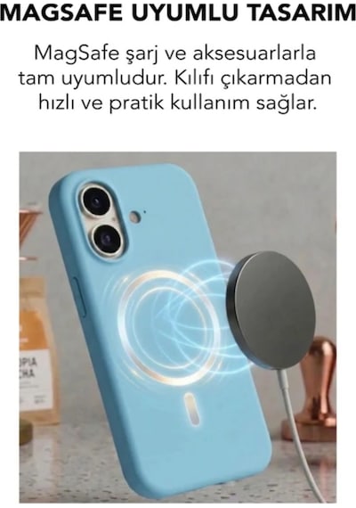 Apple İphone 16 Uyumlu Magsafe Lansman Silikon Kılıf Turkuaz